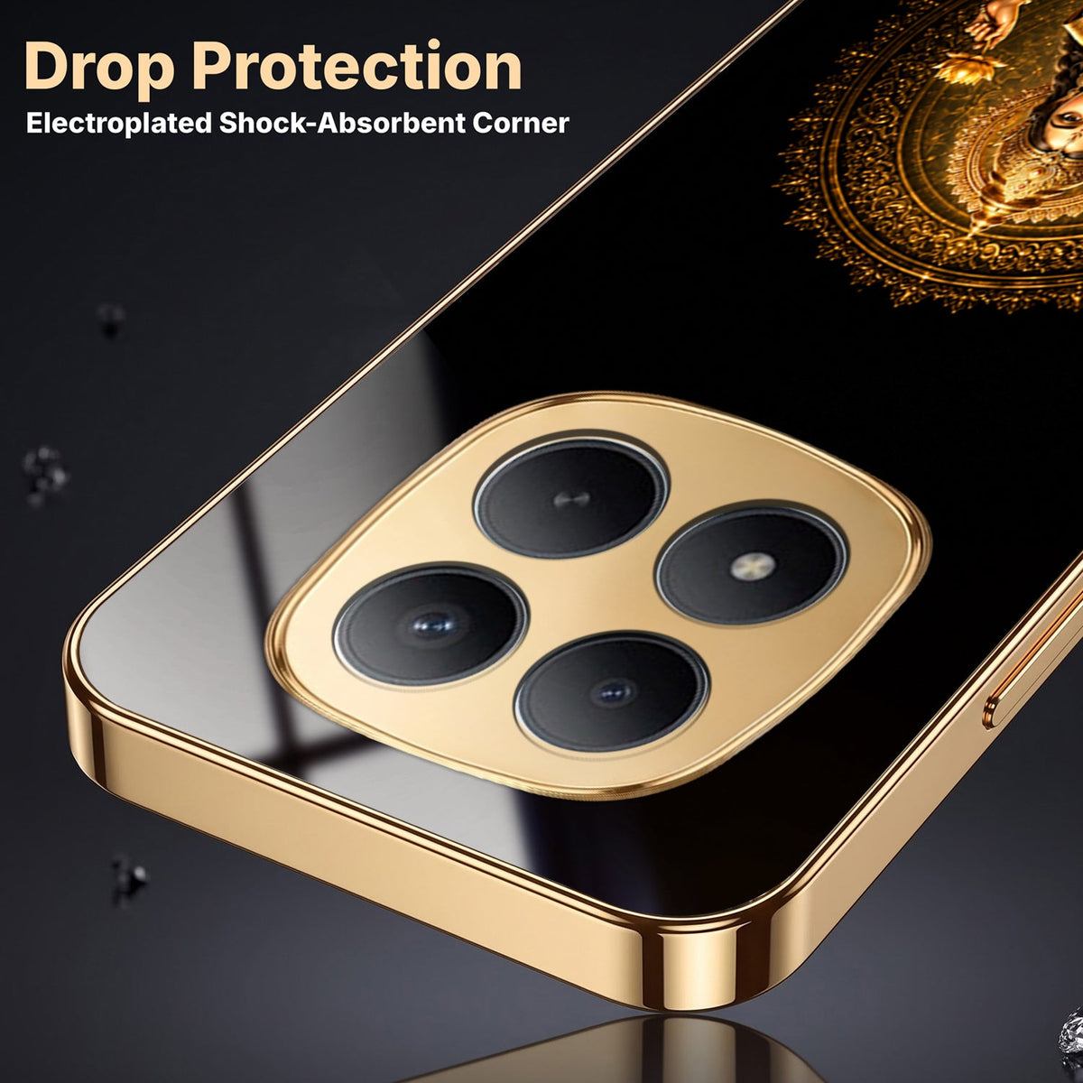 Redmi Note 15 Pro+ 5G Golden Maa Lakshmi Gold Electroplated Glass Phone Back Case