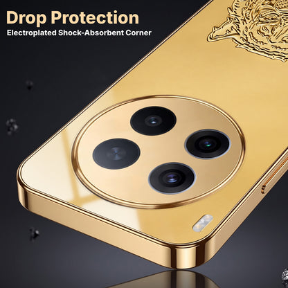 Vivo X300 Pro 5G Golden Tiger Face Gold Electroplated Glass Phone Back Case