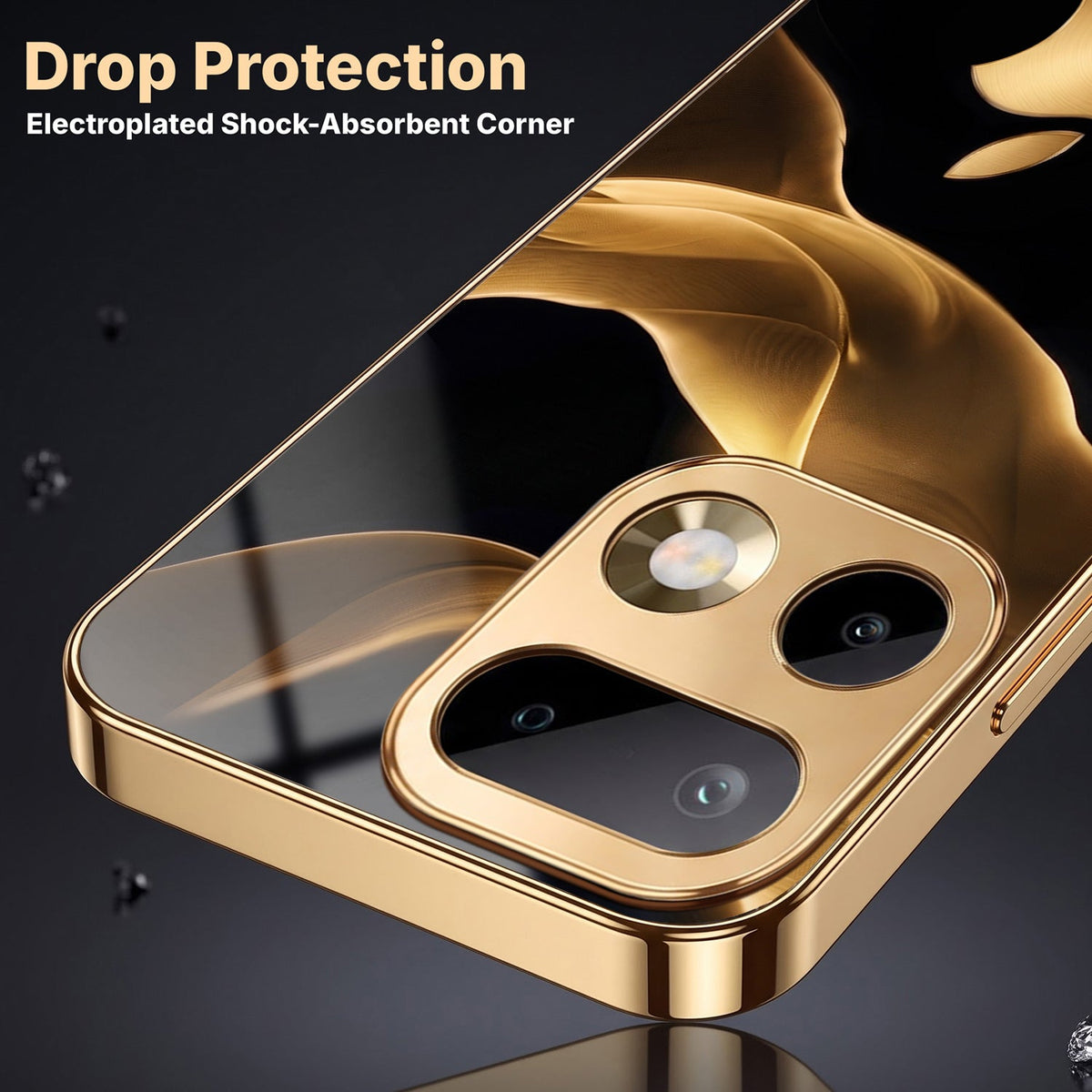 Realme 16 Pro+ 5G Luxury Wave Gold Electroplated Glass Phone Back Case