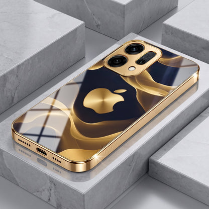 Oppo Reno 14 5G Luxury Wave Gold Electroplated Glass Phone Back Case