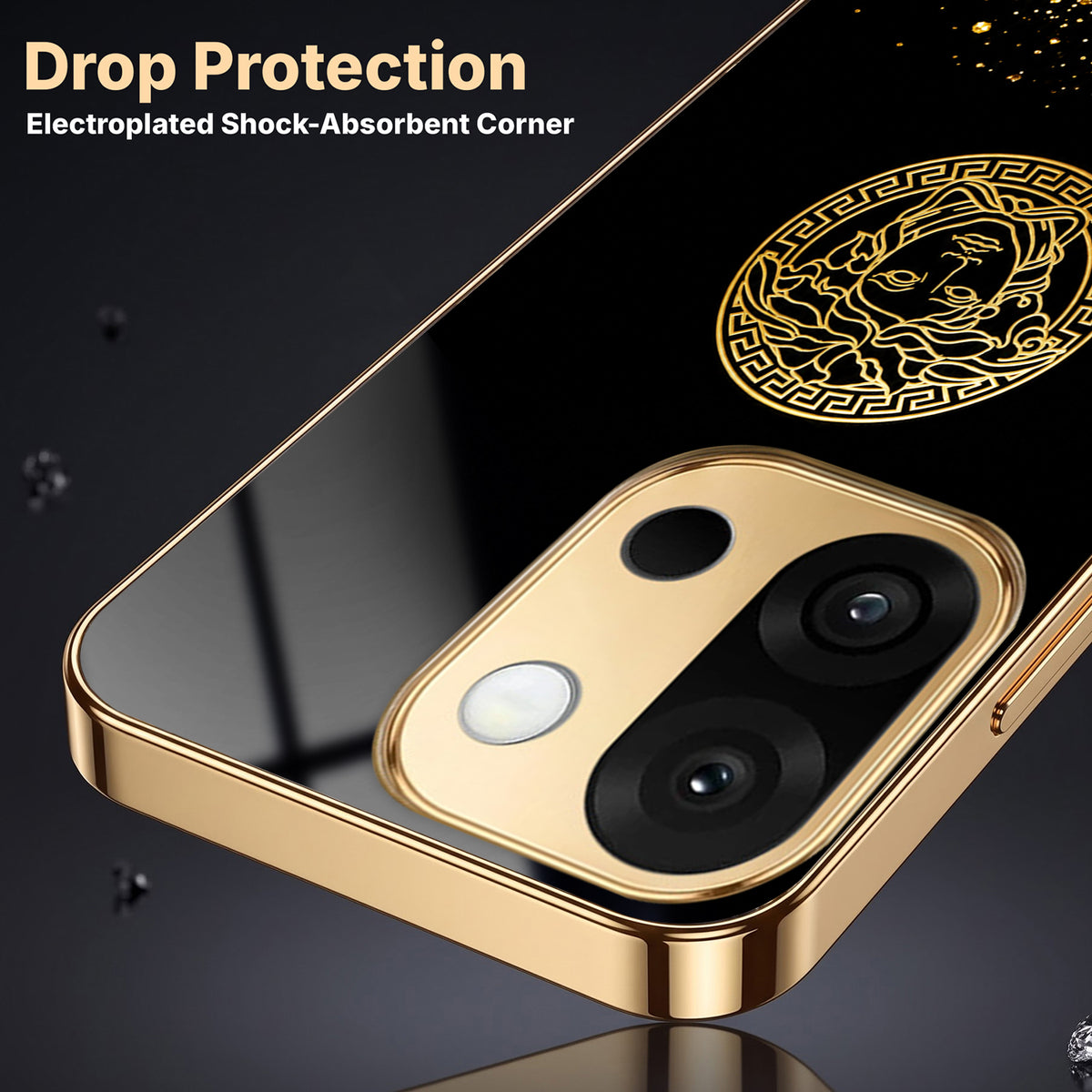 OnePlus 13s 5G Medusa Head Gold Electroplated Glass Phone Back Case