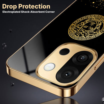 OnePlus 13s 5G Medusa Head Gold Electroplated Glass Phone Back Case