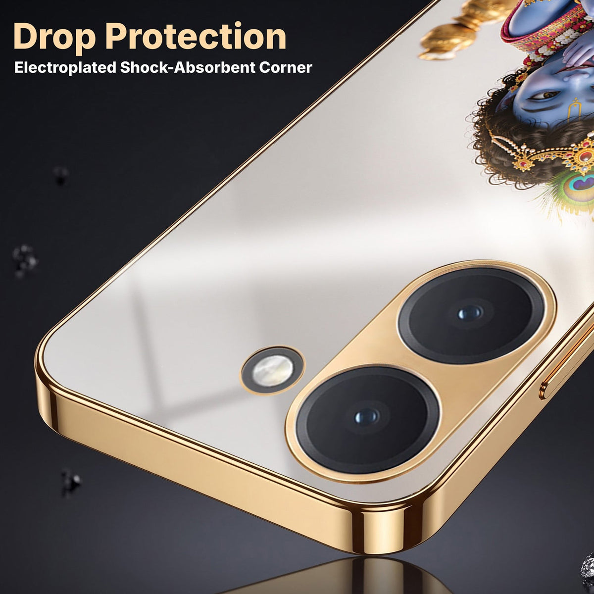 Poco X8 Pro 5G Bal Krishna Blessings Gold Electroplated Glass Phone Back Case