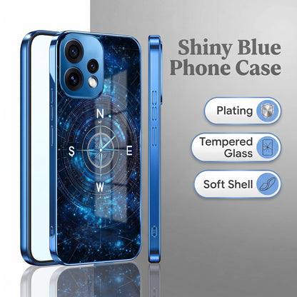 Oppo Reno 15 5G Astral Compass Blue Electroplated Glass Phone Back Case