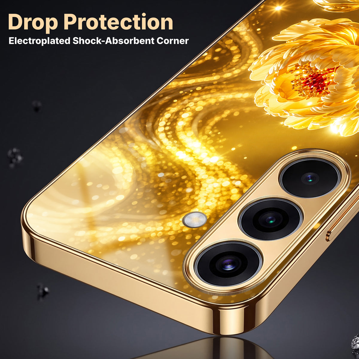 Samsung Galaxy A36 5G Golden Rose Elegance Gold Electroplated Glass Phone Back Case