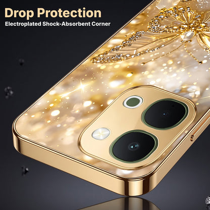 Vivo Y51 Pro 5G Golden Butterfly Gold Electroplated Glass Phone Back Case