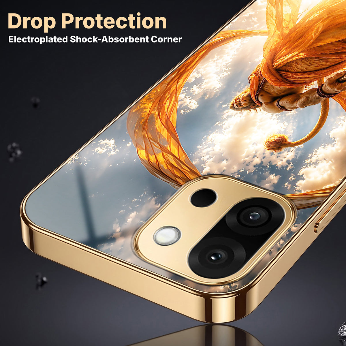 OnePlus 13s 5G Divine Hanuman Gold Electroplated Glass Phone Back Case