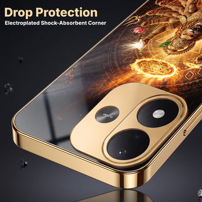 Redmi Note 17 5G Lord Narasimha Gold Electroplated Glass Phone Back Case