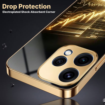 Oppo Reno 15 5G Luxury Wealth Trader Gold Electroplated Glass Phone Back Case