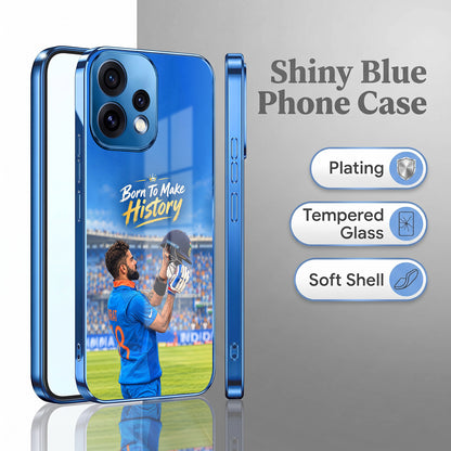 Oppo Reno 15 5G Born TO Make History Blue Electroplated Glass Phone Back Case