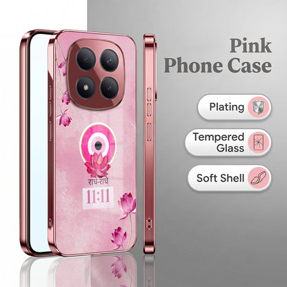 Redmi Note 15 Pro+ 5G Luxury Radhe Radhe 11:11 Pink Electroplated Glass Phone Back Case