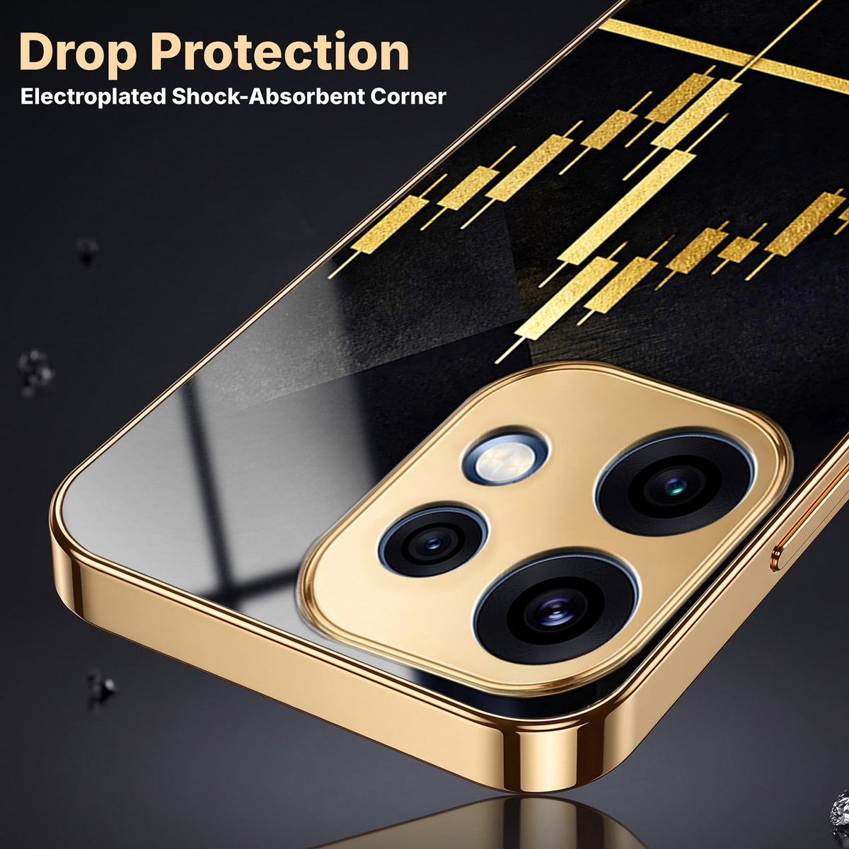 Oppo Reno 16 5G Trading Candles Gold Electroplated Glass Phone Back Case
