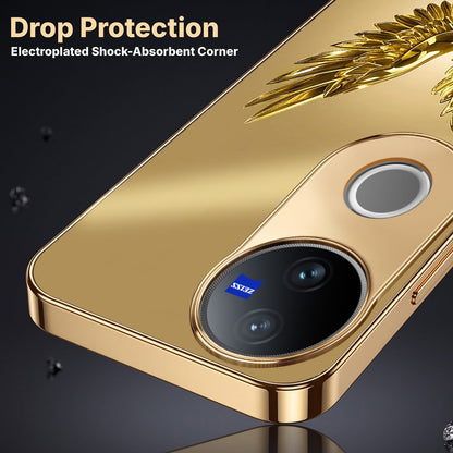 Vivo V50 5G Golden Eagle Gold Electroplated Glass Phone Back Case