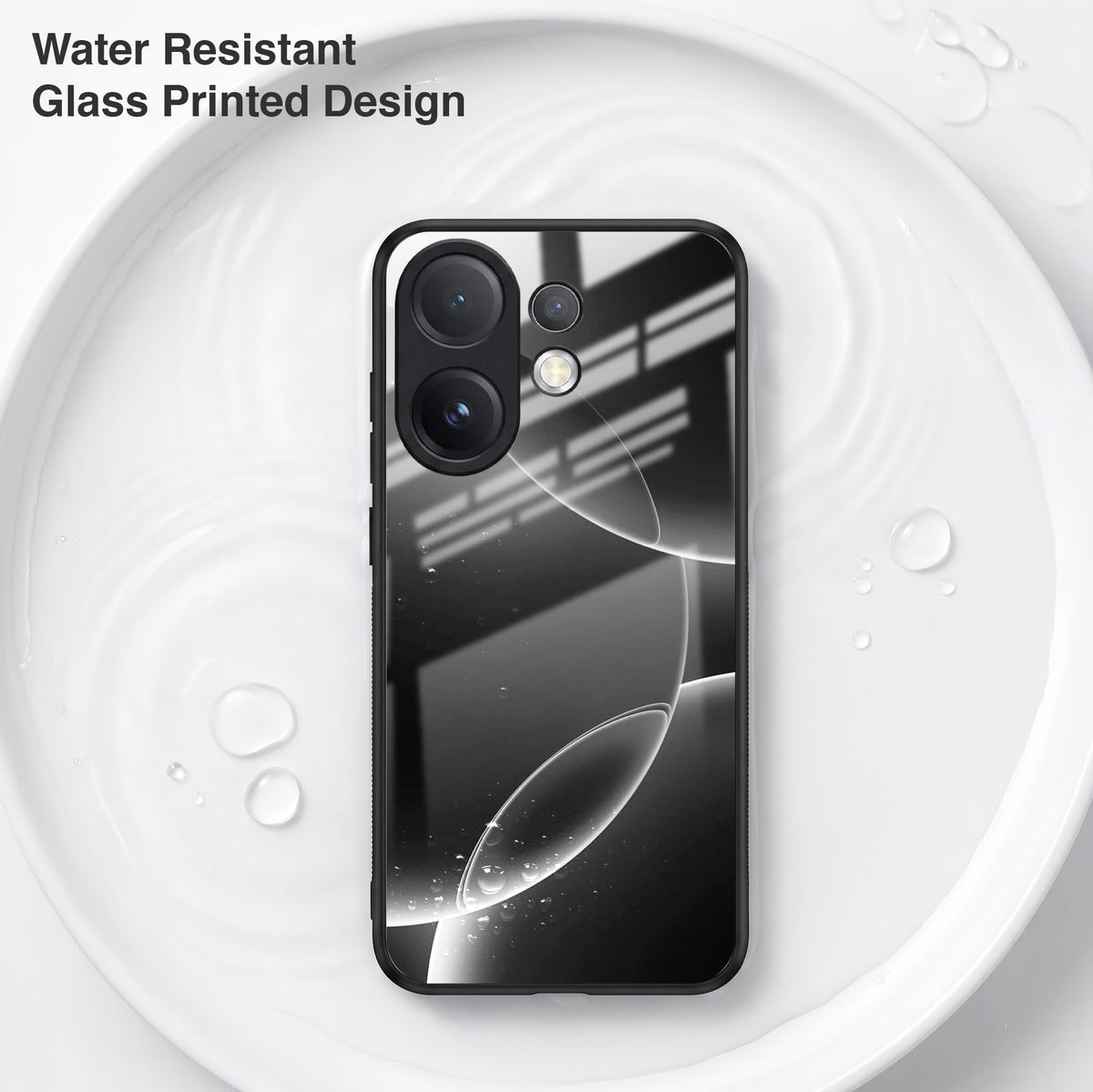 Vivo V60 5G Premium Acrylic Shockproof Glass Back Case (Black Wave)