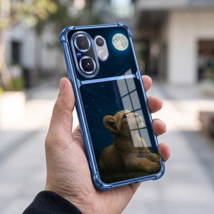 Vivo V60 5G Moonlit Baby Lion Dual-Tone Transparent Airbags Case