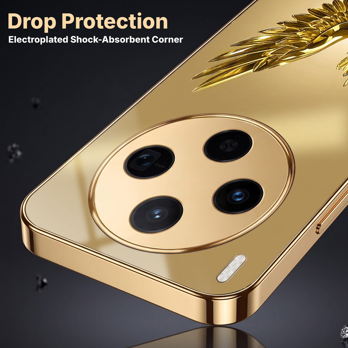 Vivo X300 5G Golden Eagle Gold Electroplated Glass Phone Back Case