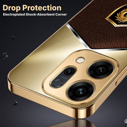 Oppo Reno 14 5G Dragon Crest Gold Electroplated Glass Phone Back Case