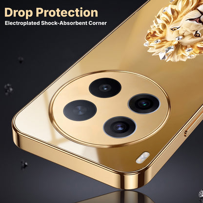 Vivo X300 Pro 5G Luxury Lion Gold Electroplated Glass Phone Back Case