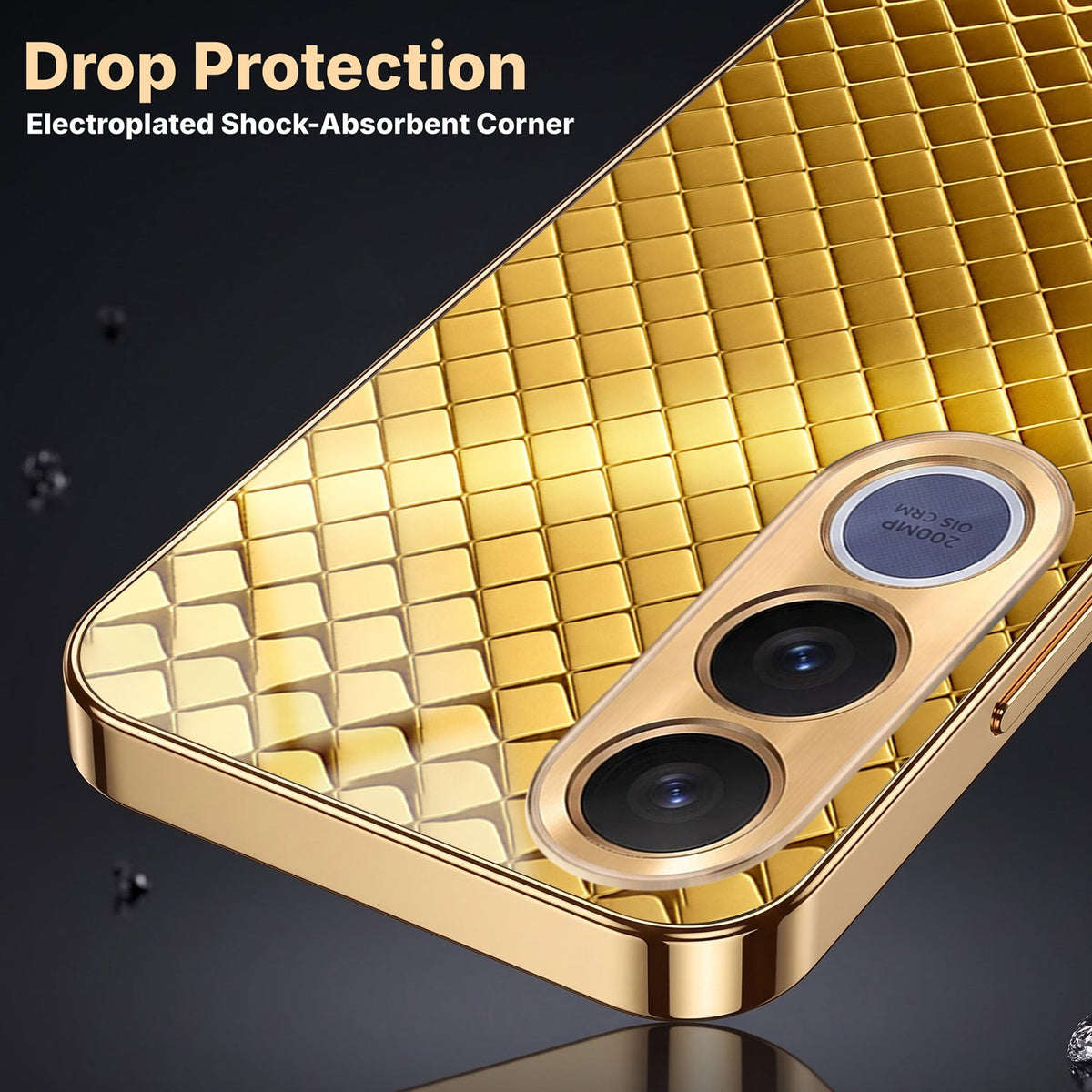 Vivo V70 FE 5G Golden Criss Cross Gold Electroplated Glass Phone Back Case