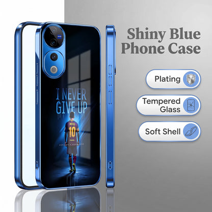 Vivo V40 Pro 5G Never Give Up Blue Electroplated Glass Phone Back Case