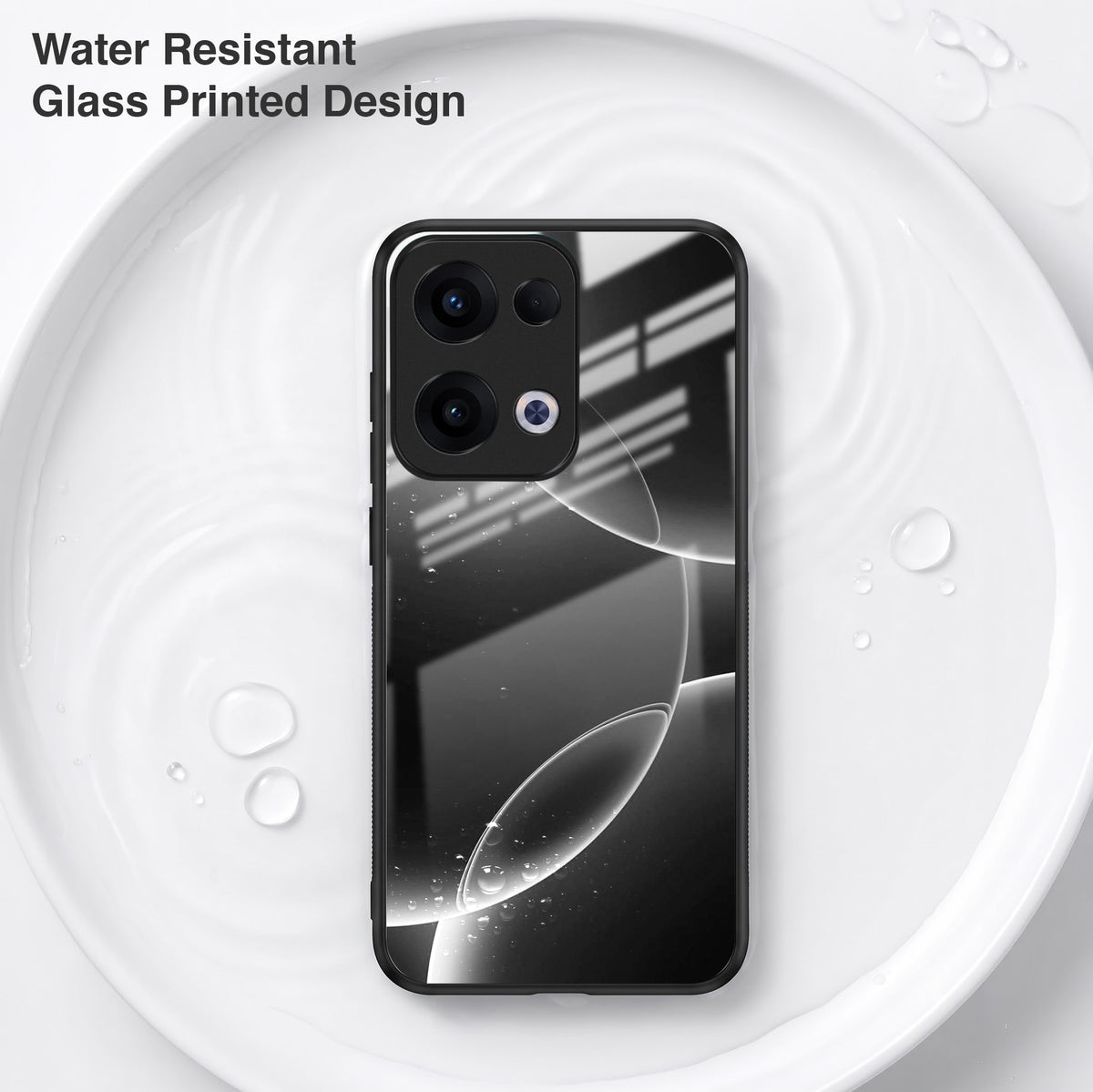 Oppo Reno 13 5G Premium Acrylic Shockproof Glass Back Case (Black Wave)