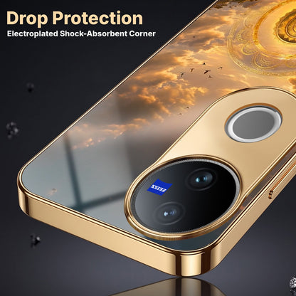 Vivo V50 5G Celestial Seven Horses Gold Electroplated Glass Phone Back Case
