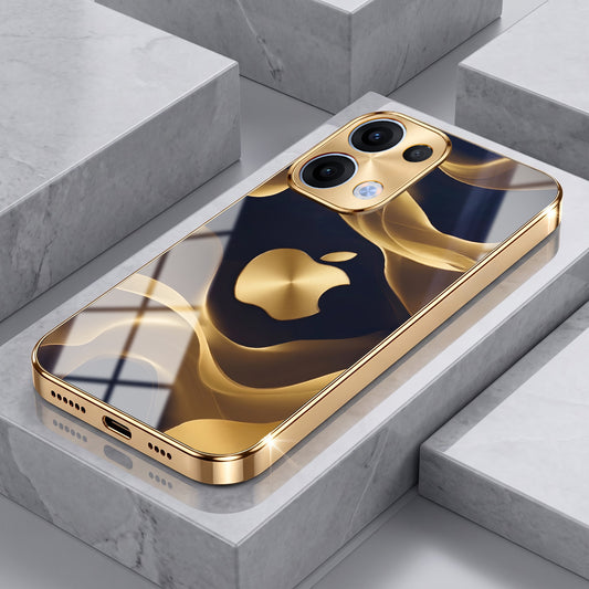 Oppo Reno 13 5G Luxury Wave Gold Electroplated Glass Phone Back Case