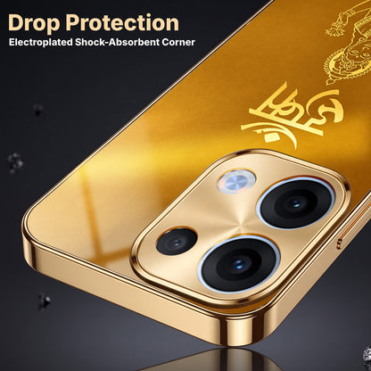 Oppo Reno 13 5G Shree Lakshmi Divine Gold Electroplated Glass Phone Back Case