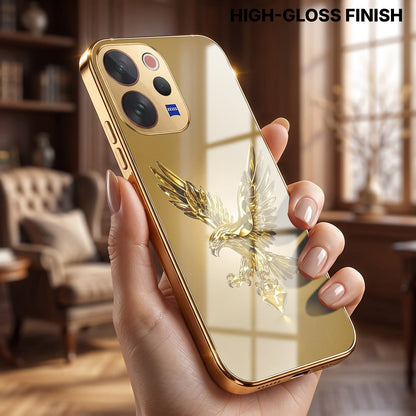 Vivo V70 5G Golden Eagle Gold Electroplated Glass Phone Back Case