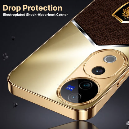 Vivo V40 Pro 5G Dragon Crest Gold Electroplated Glass Phone Back Case