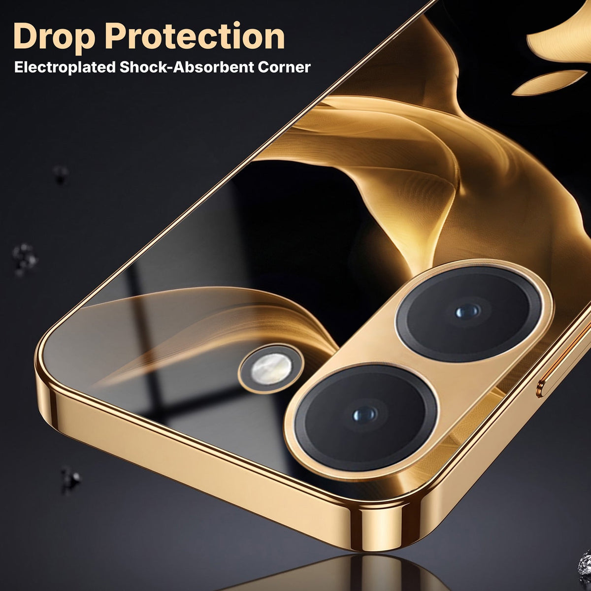 Poco X8 Pro 5G Luxury Wave Gold Electroplated Glass Phone Back Case