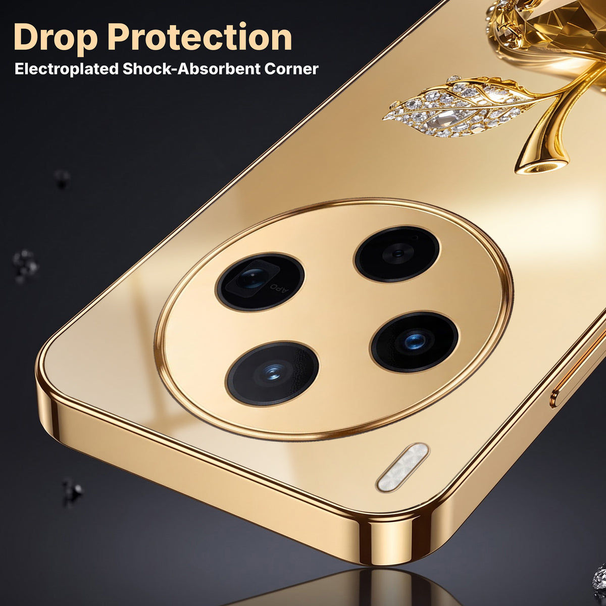 Vivo X300 5G Golden Apple Gold Electroplated Glass Phone Back Case