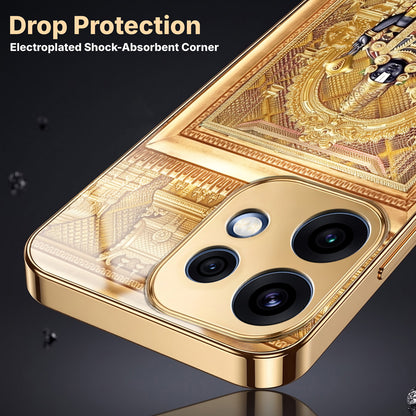 Oppo Reno 16 5G Premium Heritage Gold Electroplated Glass Phone Back Case
