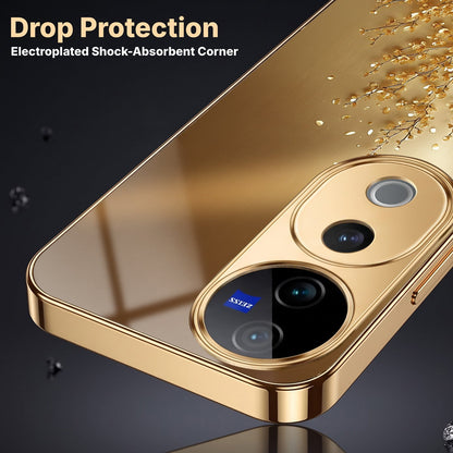 Vivo V40 Pro 5G Golden Tree Gold Electroplated Glass Phone Back Case