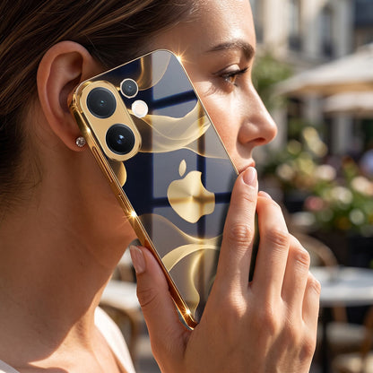 Vivo V60 5G Luxury Wave Gold Electroplated Glass Phone Back Case