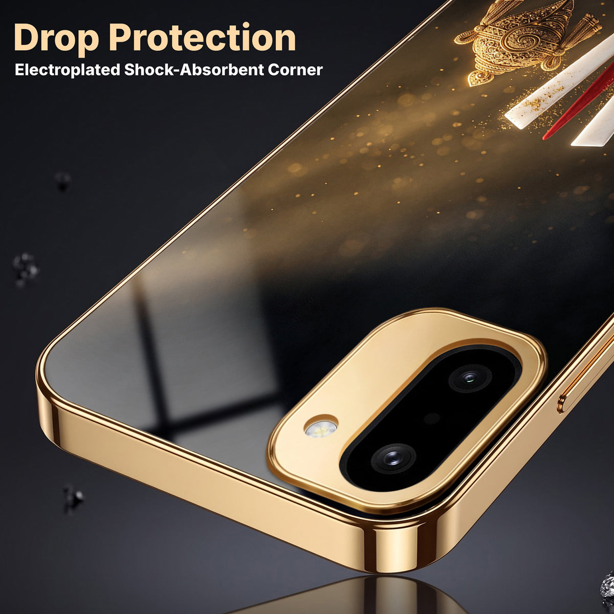 OnePlus 15R 5G Royal Heritage Edition Gold Electroplated Glass Phone Back Case