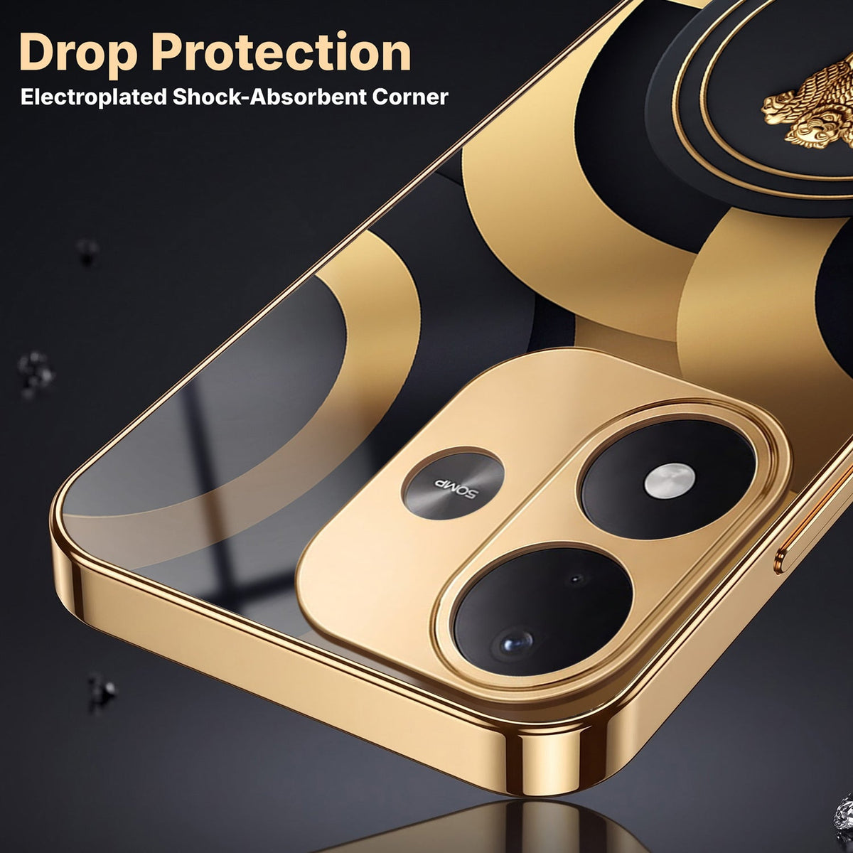 Redmi Note 17 5G Royal Emblem Gold Electroplated Glass Phone Back Case