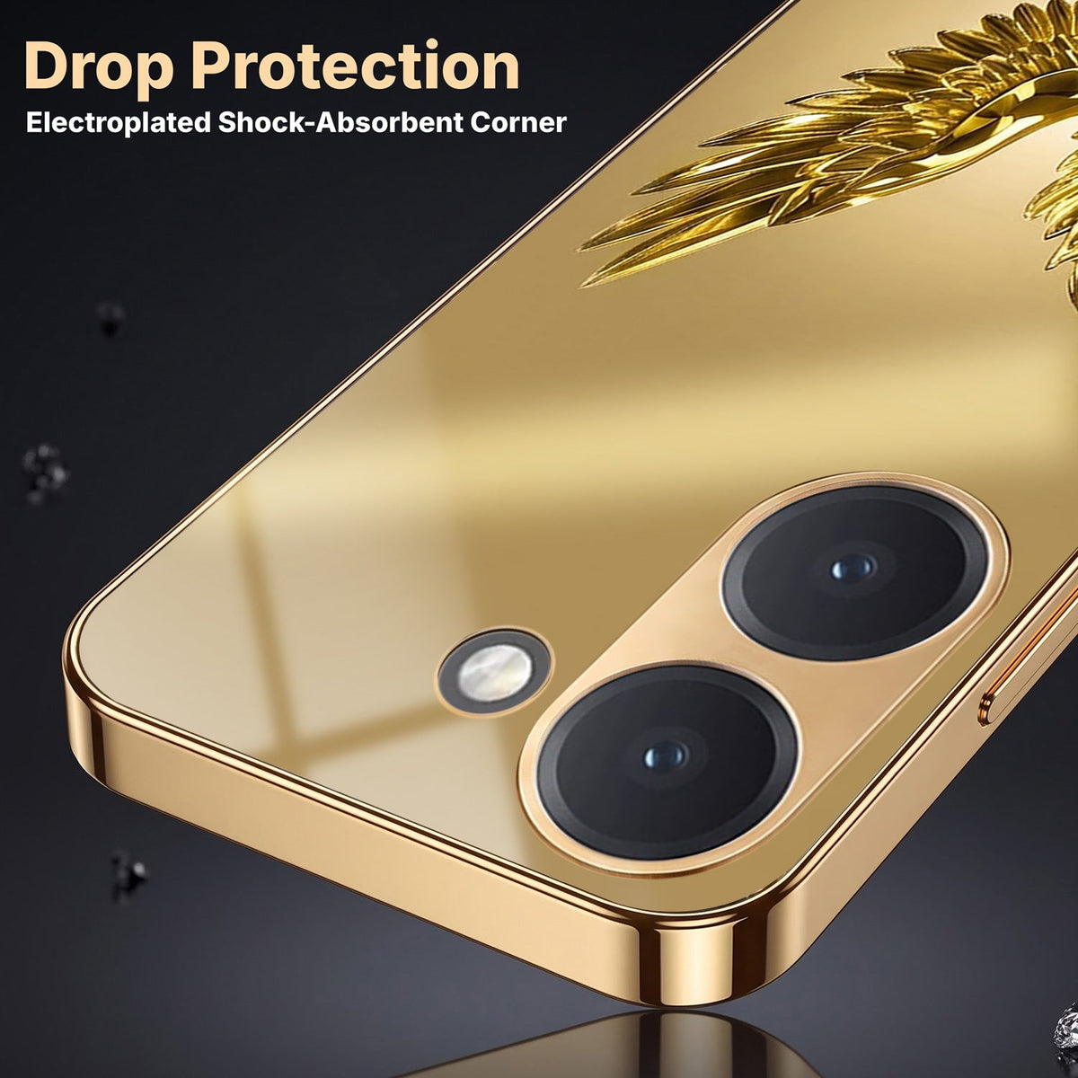 Poco X8 Pro 5G Golden Eagle Gold Electroplated Glass Phone Back Case