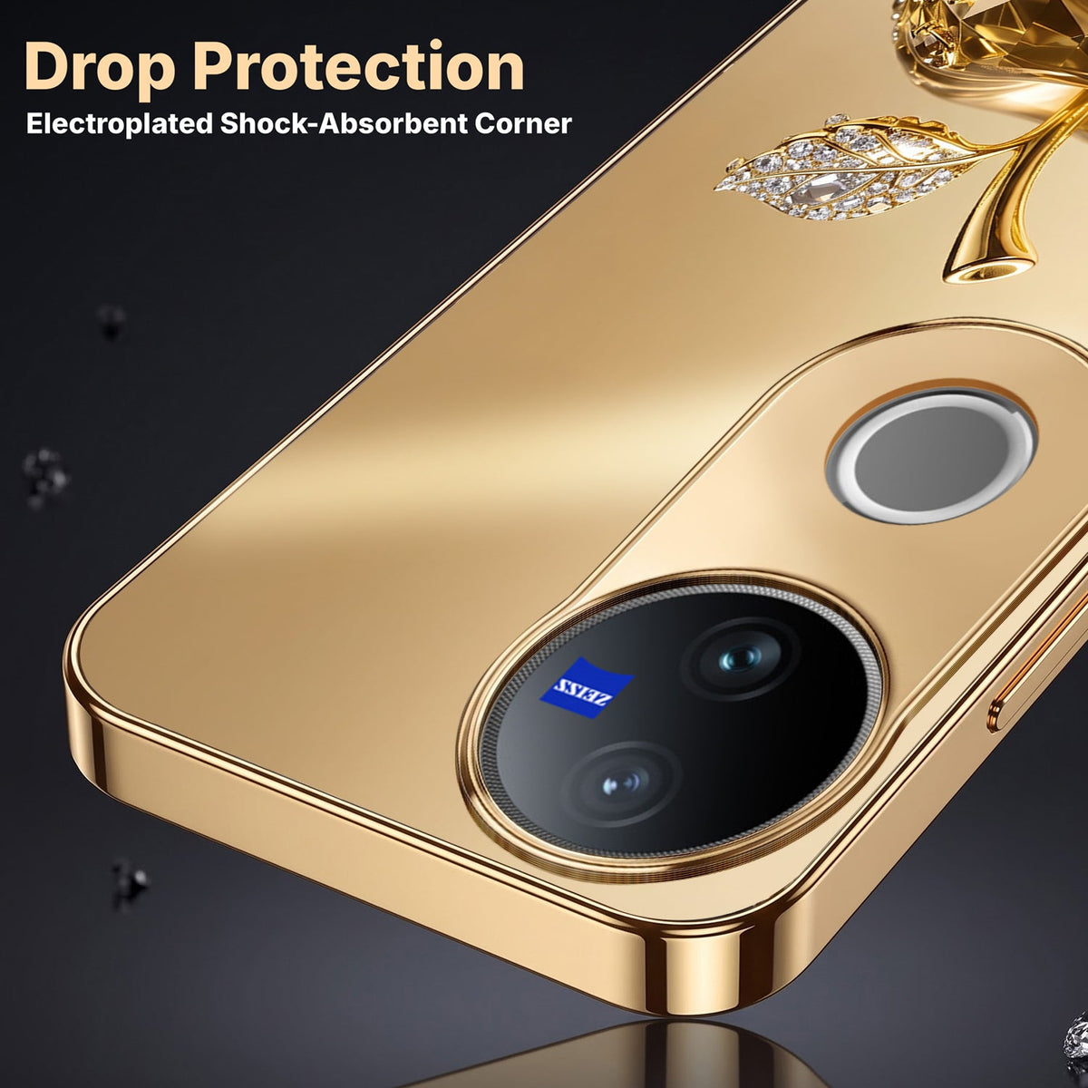 Vivo V50 5G Golden Apple Gold Electroplated Glass Phone Back Case