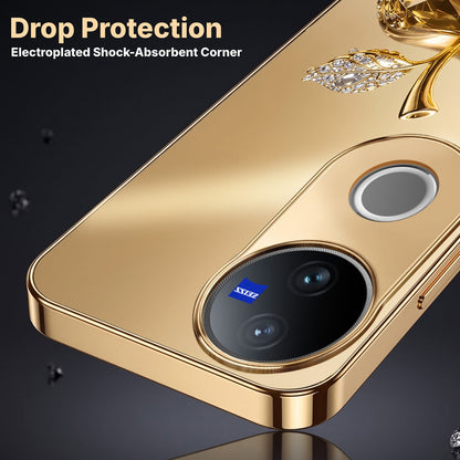 Vivo V50 5G Golden Apple Gold Electroplated Glass Phone Back Case