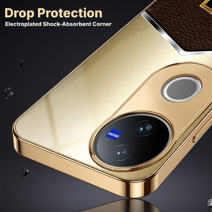 Vivo V50 5G Dragon Crest Gold Electroplated Glass Phone Back Case