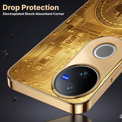 Vivo V50 5G Bitcoin Gold Electroplated Glass Phone Back Case