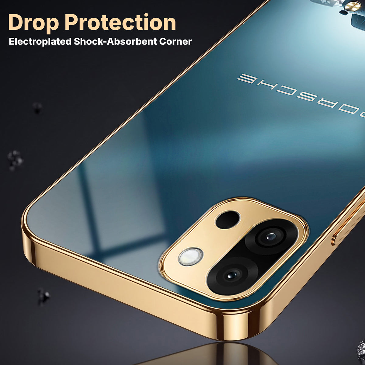 OnePlus 13s 5G Porsche Luxury Gold Electroplated Glass Phone Back Case