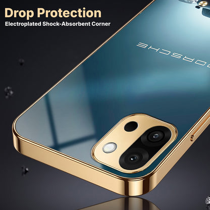 OnePlus 13s 5G Porsche Luxury Gold Electroplated Glass Phone Back Case