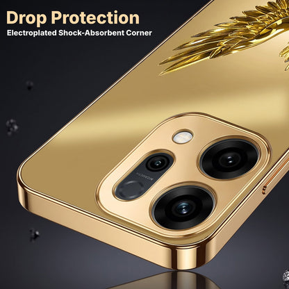 Oppo Reno 14 5G Golden Eagle Gold Electroplated Glass Phone Back Case