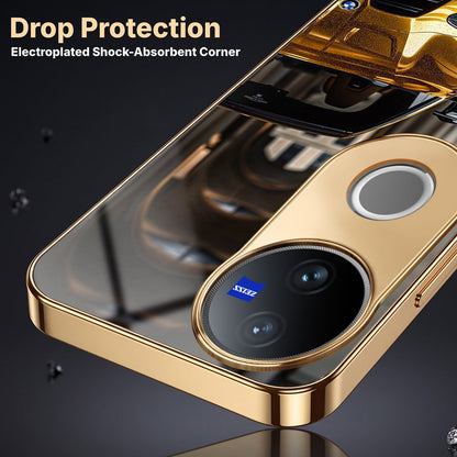 Vivo V50 5G Golden BMW Gold Electroplated Glass Phone Back Case
