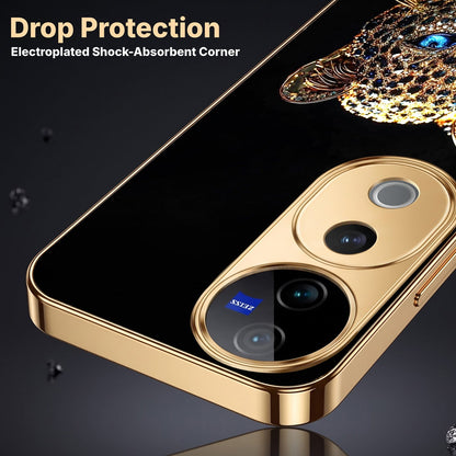 Vivo V40 Pro 5G Panther Gold Electroplated Glass Phone Back Case