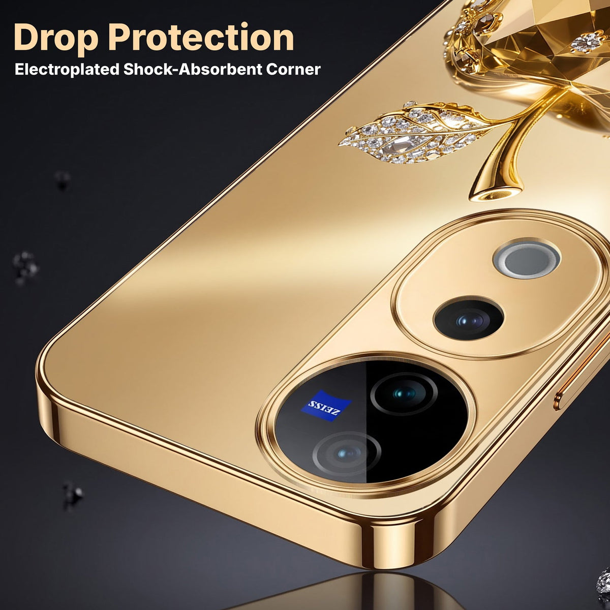 Vivo V40 Pro 5G Golden Apple Gold Electroplated Glass Phone Back Case
