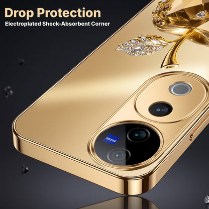 Vivo V40 Pro 5G Golden Apple Gold Electroplated Glass Phone Back Case