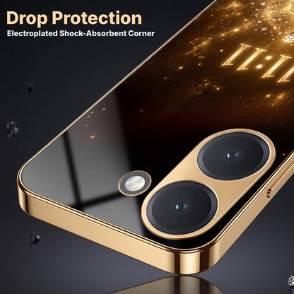 Poco X8 Pro 5G God’s Plan Evil Eye Gold Electroplated Glass Phone Back Case